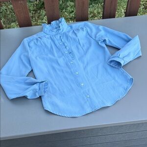 🎀Vintage 1970s Sweet baby Jane Blue Ruffled ladies small blouse